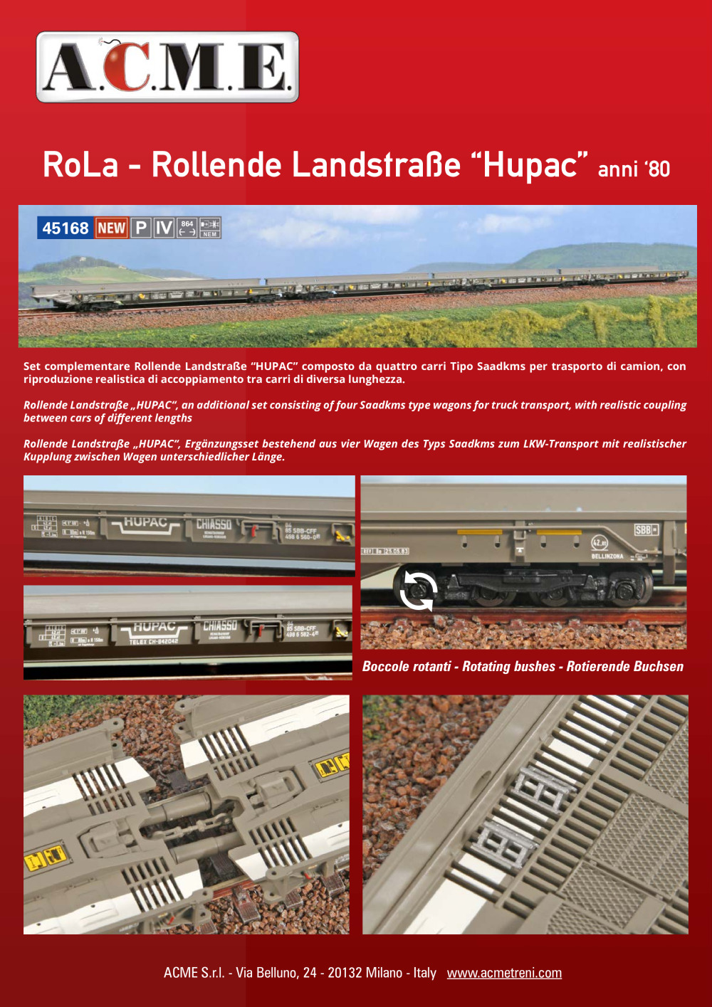 ACME - Anonima Costruzioni Modellistiche Esatte - RoLa - Rollende Landstraße "Hupac" anni '80 (ref. 45168)