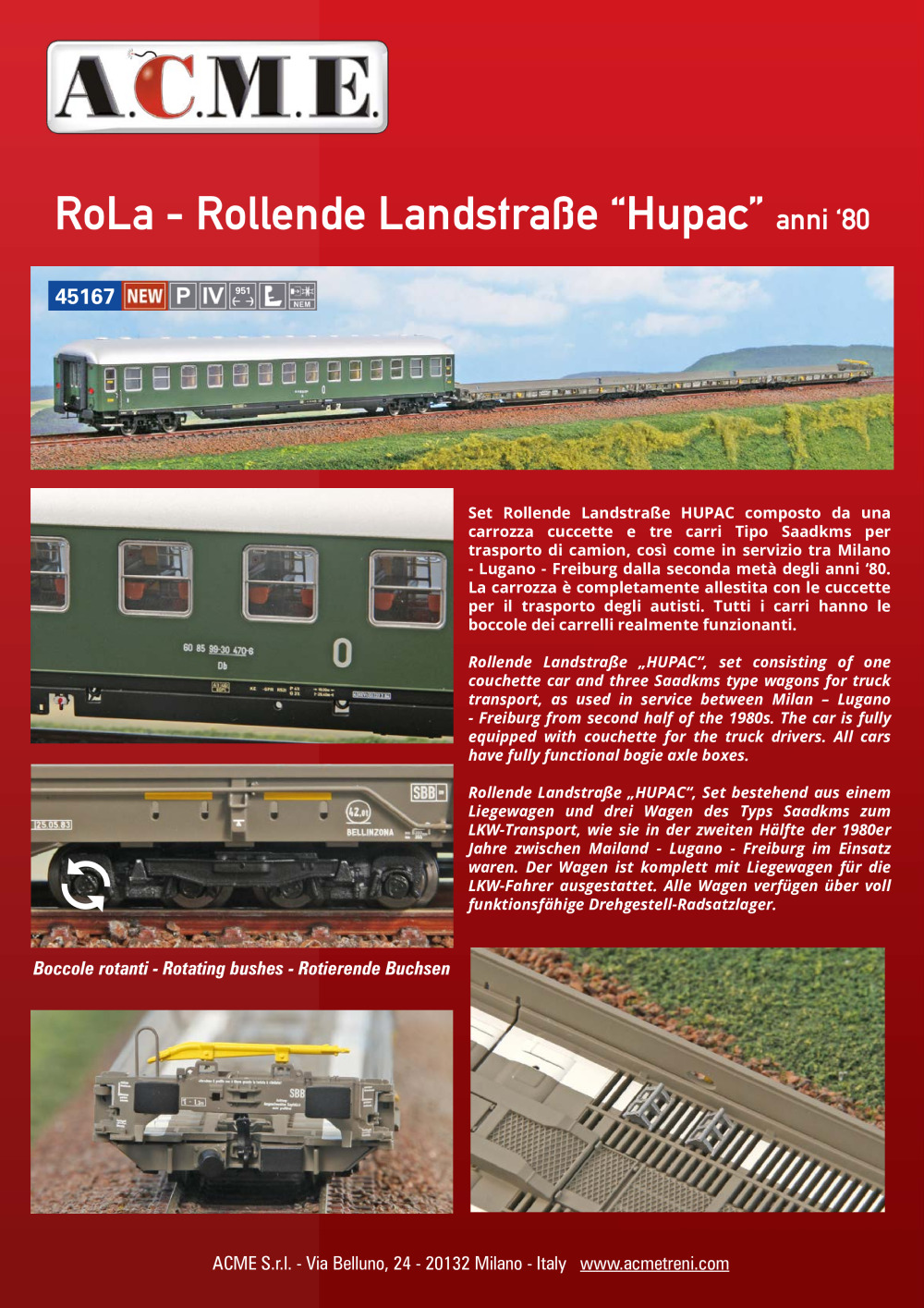 ACME - Anonima Costruzioni Modellistiche Esatte - RoLa - Rollende Landstraße "Hupac" anni '80 (ref. 45167)