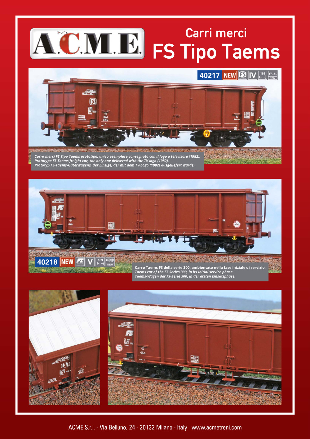 ACME - Anonima Costruzioni Modellistiche Esatte - Carri merci FS Tipo Taems (ref. 40217 / 40218)