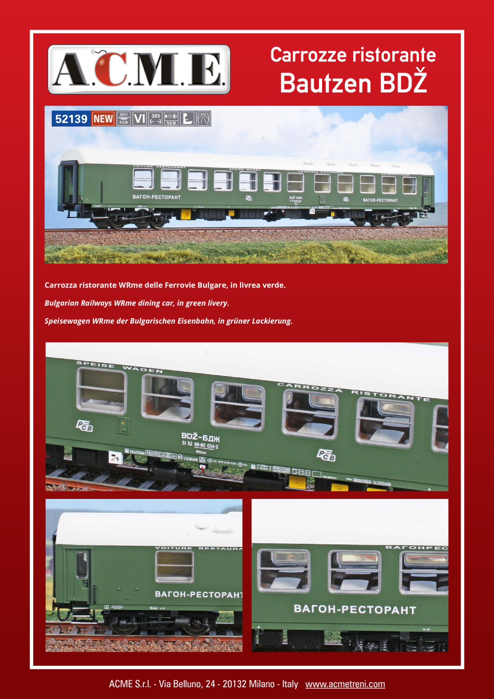 ACME - Anonima Costruzioni Modellistiche Esatte - BDZ - WRme dining car (ref. 52139)