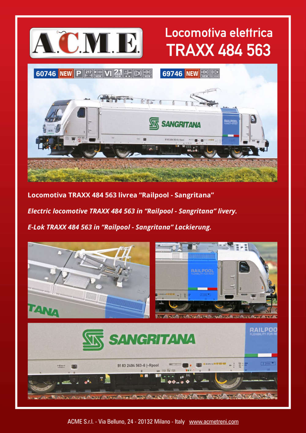 ACME - Anonima Costruzioni Modellistiche Esatte - Locomotiva elettrica TRAXX 484 563 (ref. 60746 / 69746)
