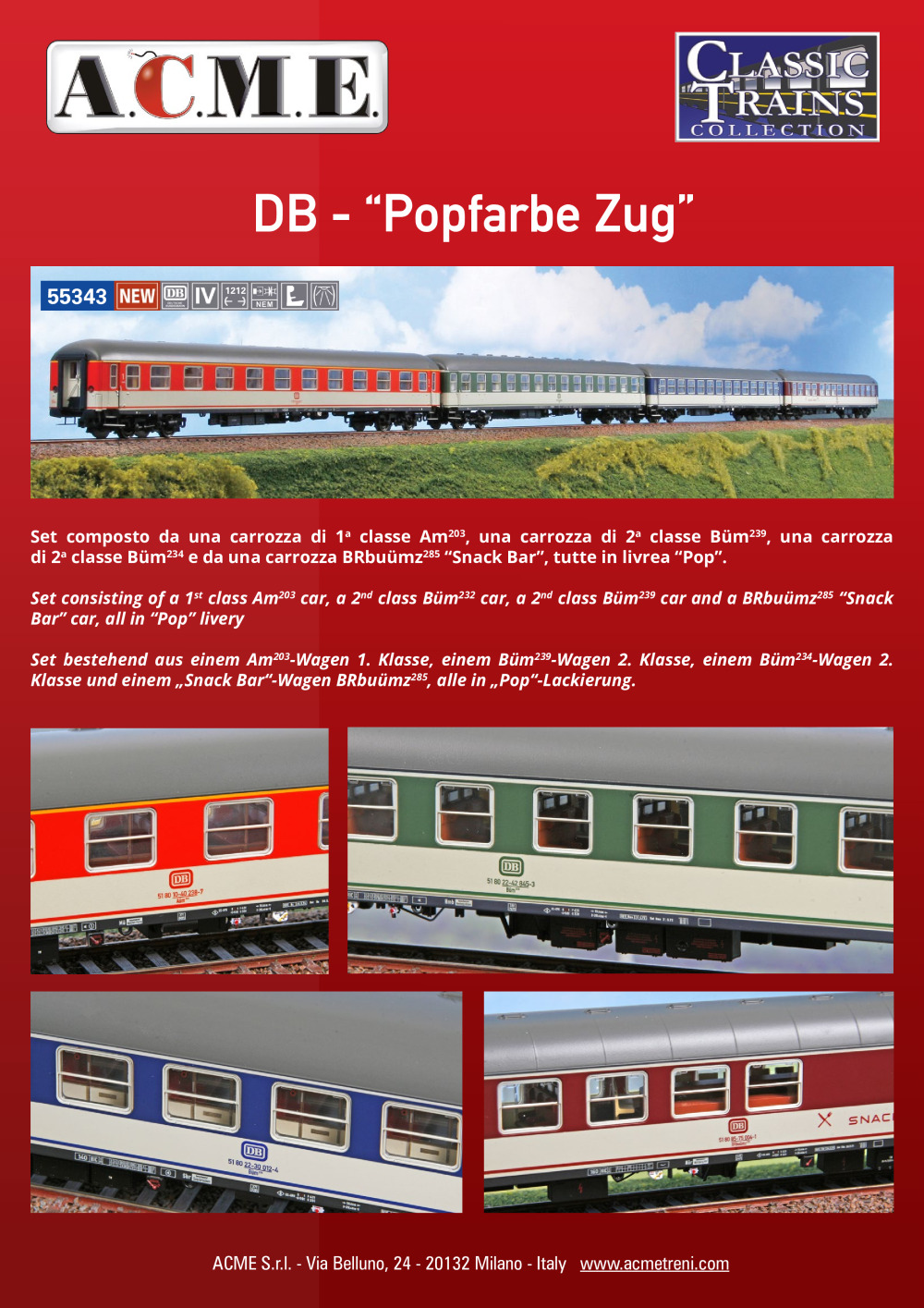 ACME - Anonima Costruzioni Modellistiche Esatte - DB - "Popfarbe Zug" set (ref. 55343)