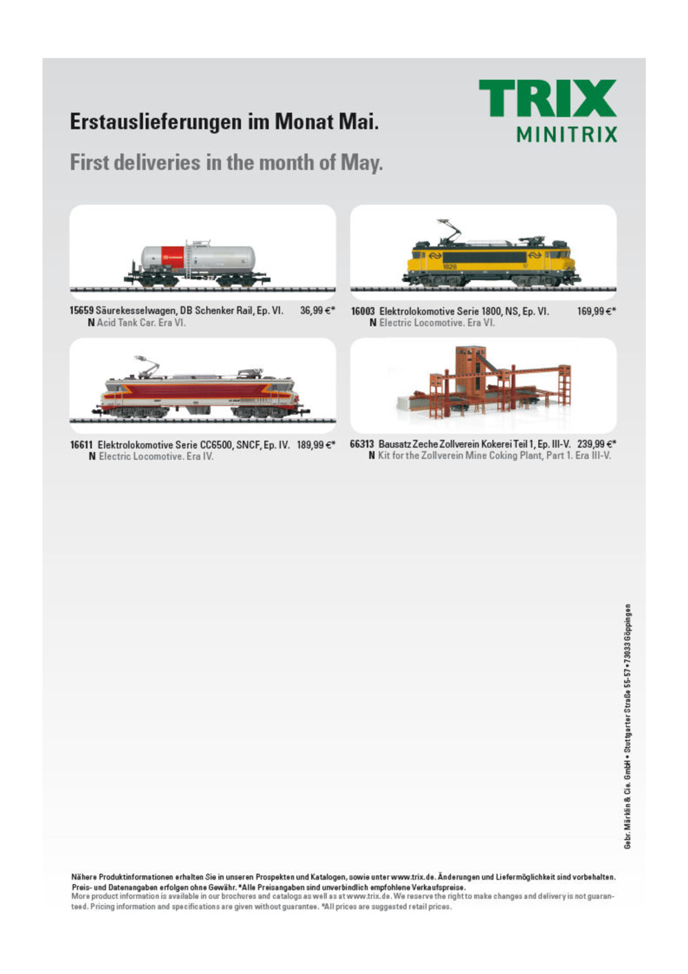 Trix - Erstauslieferungen Mai 2017