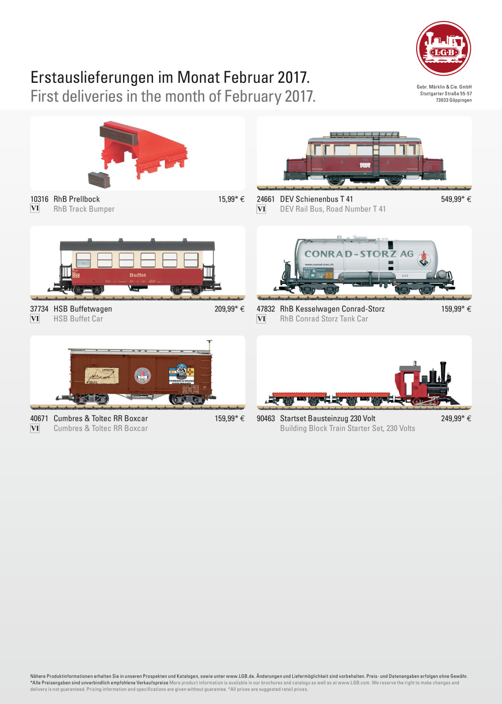LGB - Erstauslieferungen Februar 2017