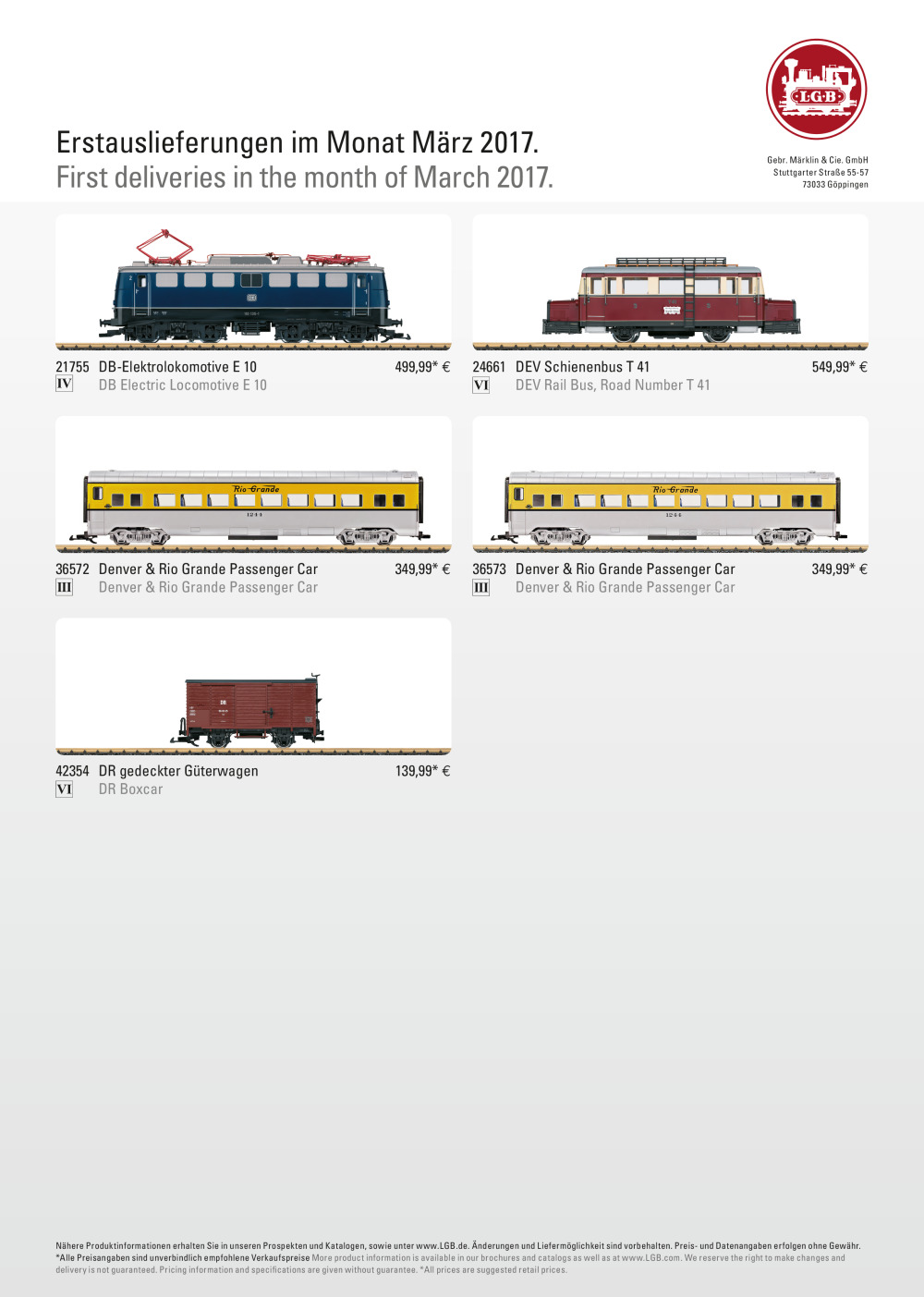 LGB - Erstauslieferungen März 2017