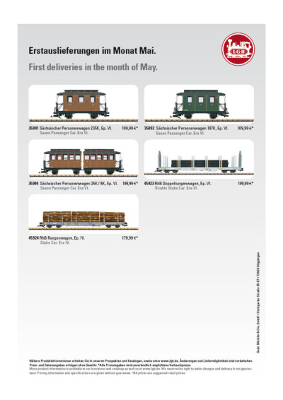 Erstauslieferungen Mai 2017 - LGB