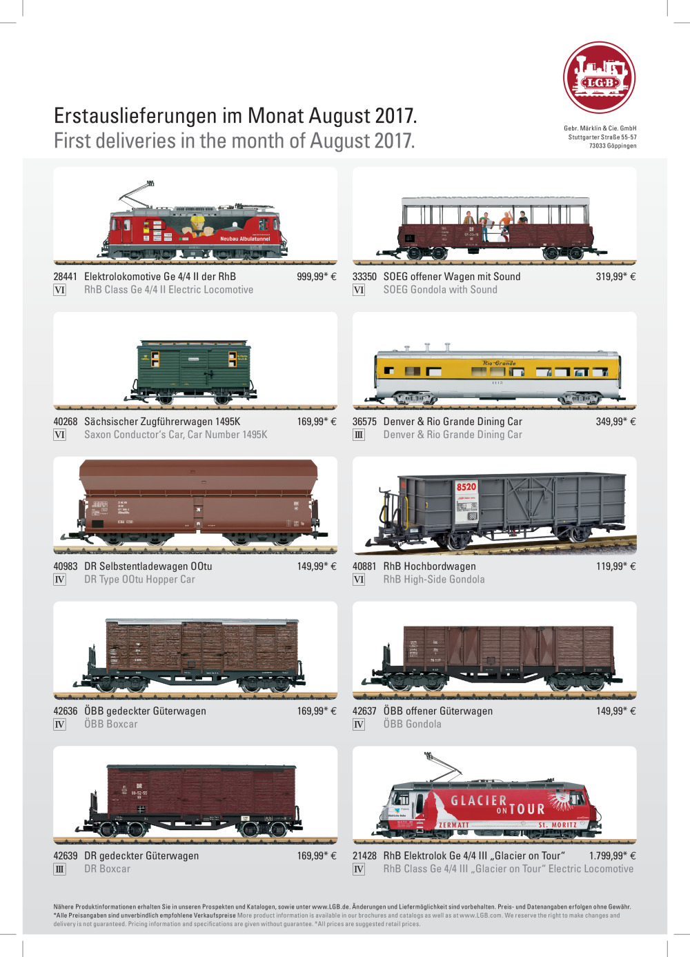 LGB - Erstauslieferungen August 2017