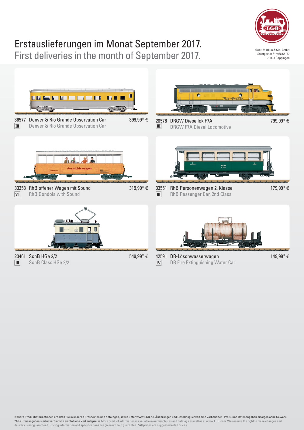 LGB - Erstauslieferungen September 2017