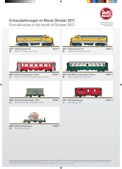 Erstauslieferungen Oktober 2017 - LGB