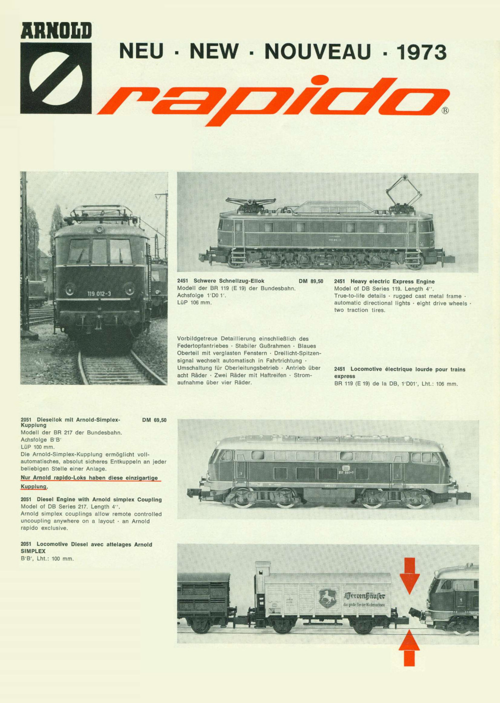 Arnold - Neuheiten / New Items / Nouveautés 1973