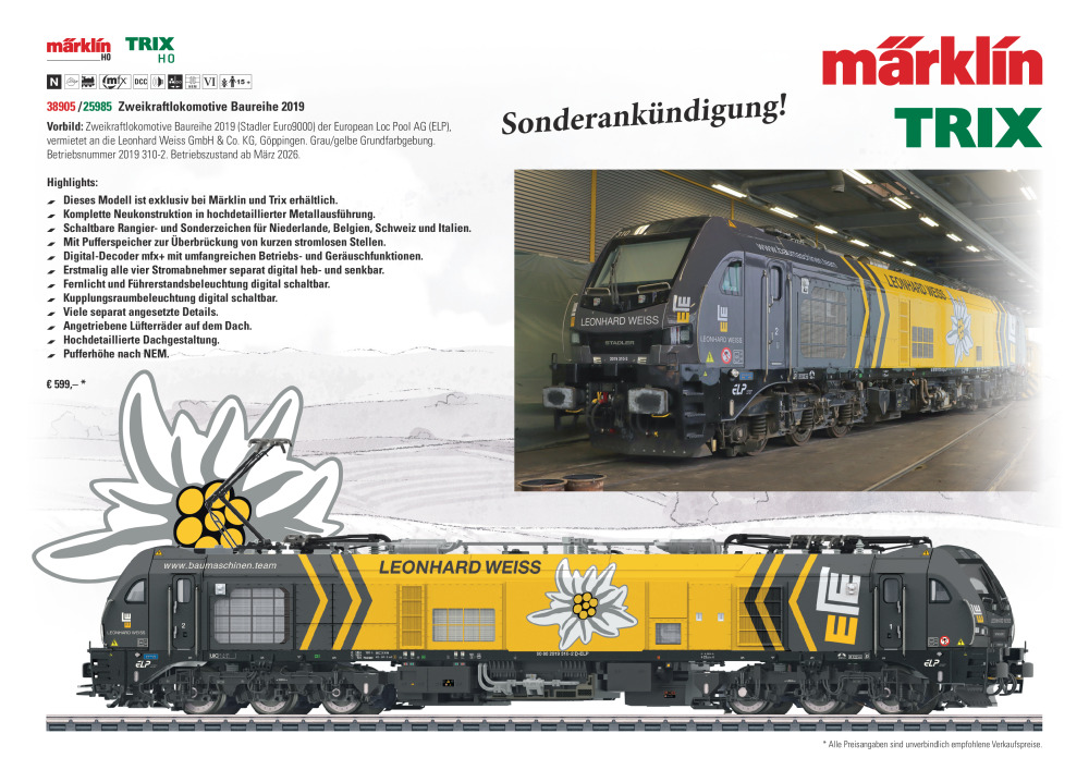 Märklin / Trix - Stadler Euro9000 "Leonhard Weiss"