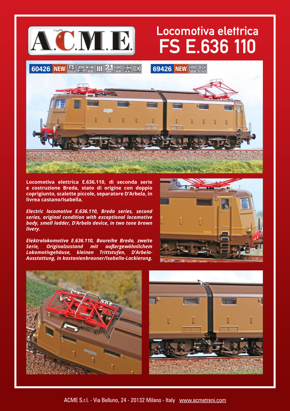 ACME - Anonima Costruzioni Modellistiche Esatte - Locomotiva elettrica FS E.636 110 (ref. 60426 / 69426)