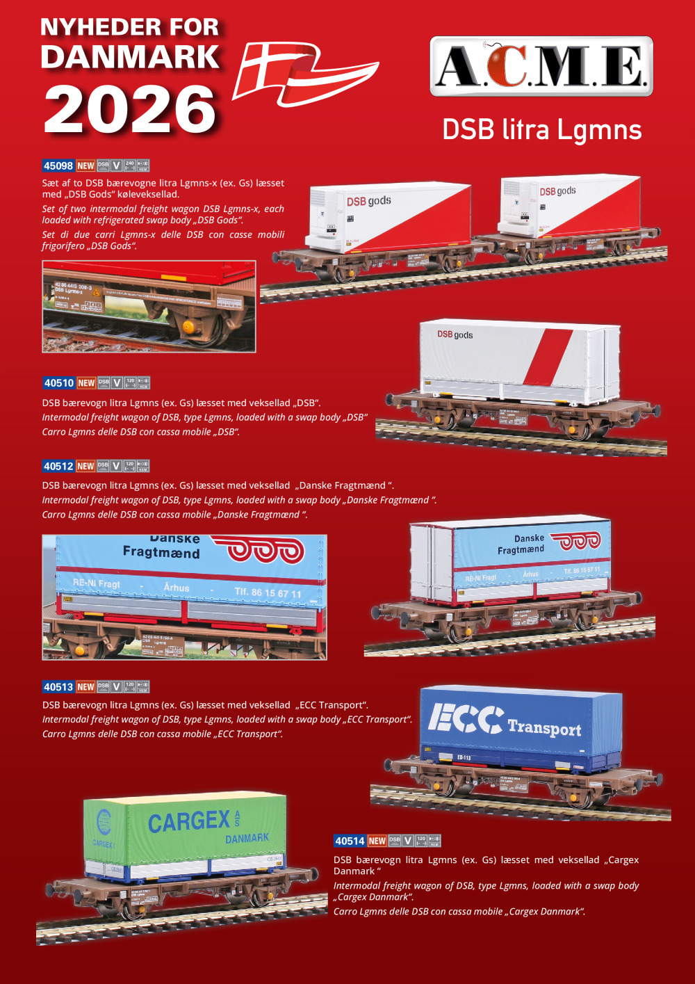 ACME - Anonima Costruzioni Modellistiche Esatte - DSB - Lgmns freight wagons