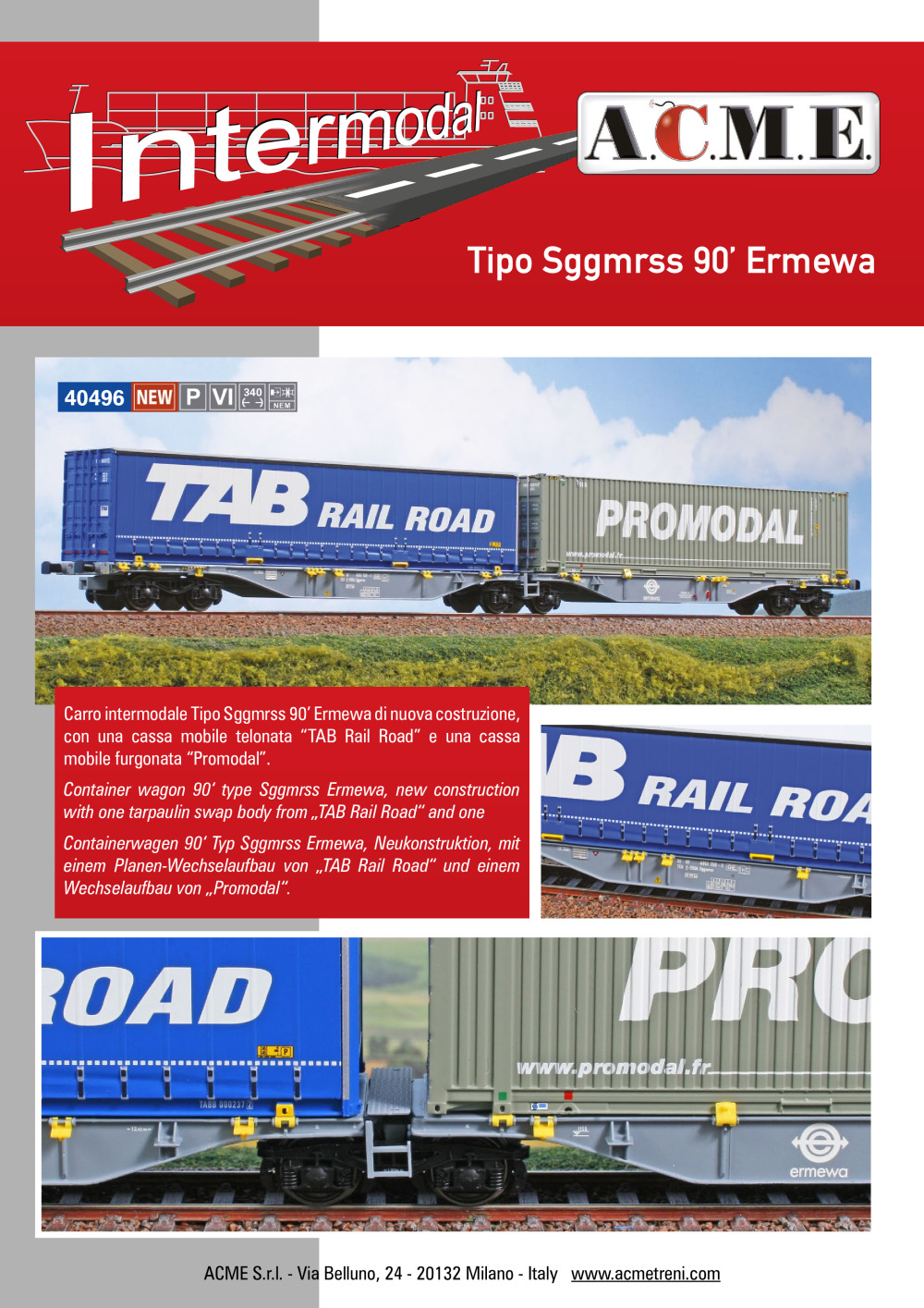 ACME - Anonima Costruzioni Modellistiche Esatte - Tipo Sggmrss 90’ Ermewa (ref. 40496)