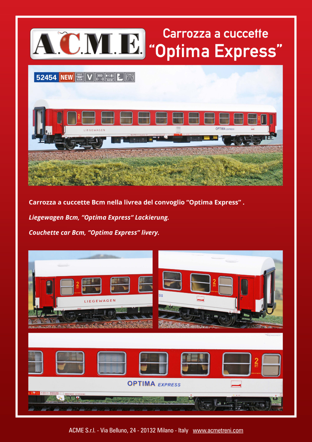 ACME - Anonima Costruzioni Modellistiche Esatte - Carrozza a cuccette "Optima Express" (ref. 52454)