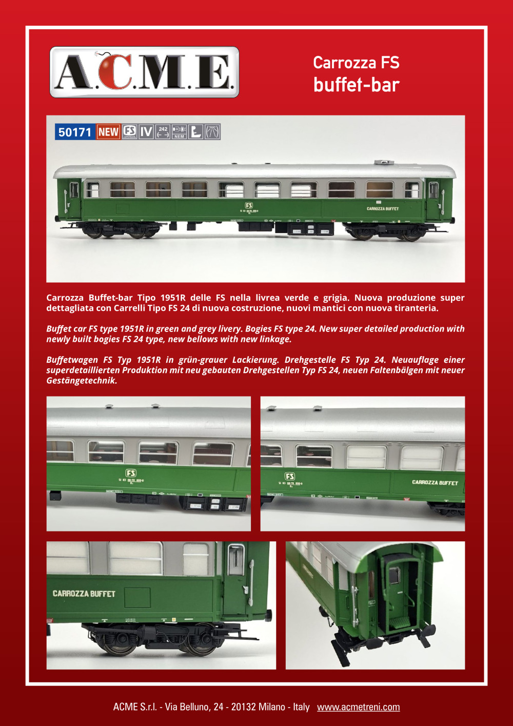 ACME - Anonima Costruzioni Modellistiche Esatte - Carrozza FS buffet-bar (ref. 50171)