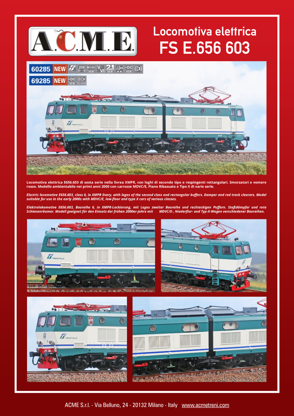 ACME - Anonima Costruzioni Modellistiche Esatte - Locomotiva elettrica FS E.656.603 (ref. 60285 / 69285)
