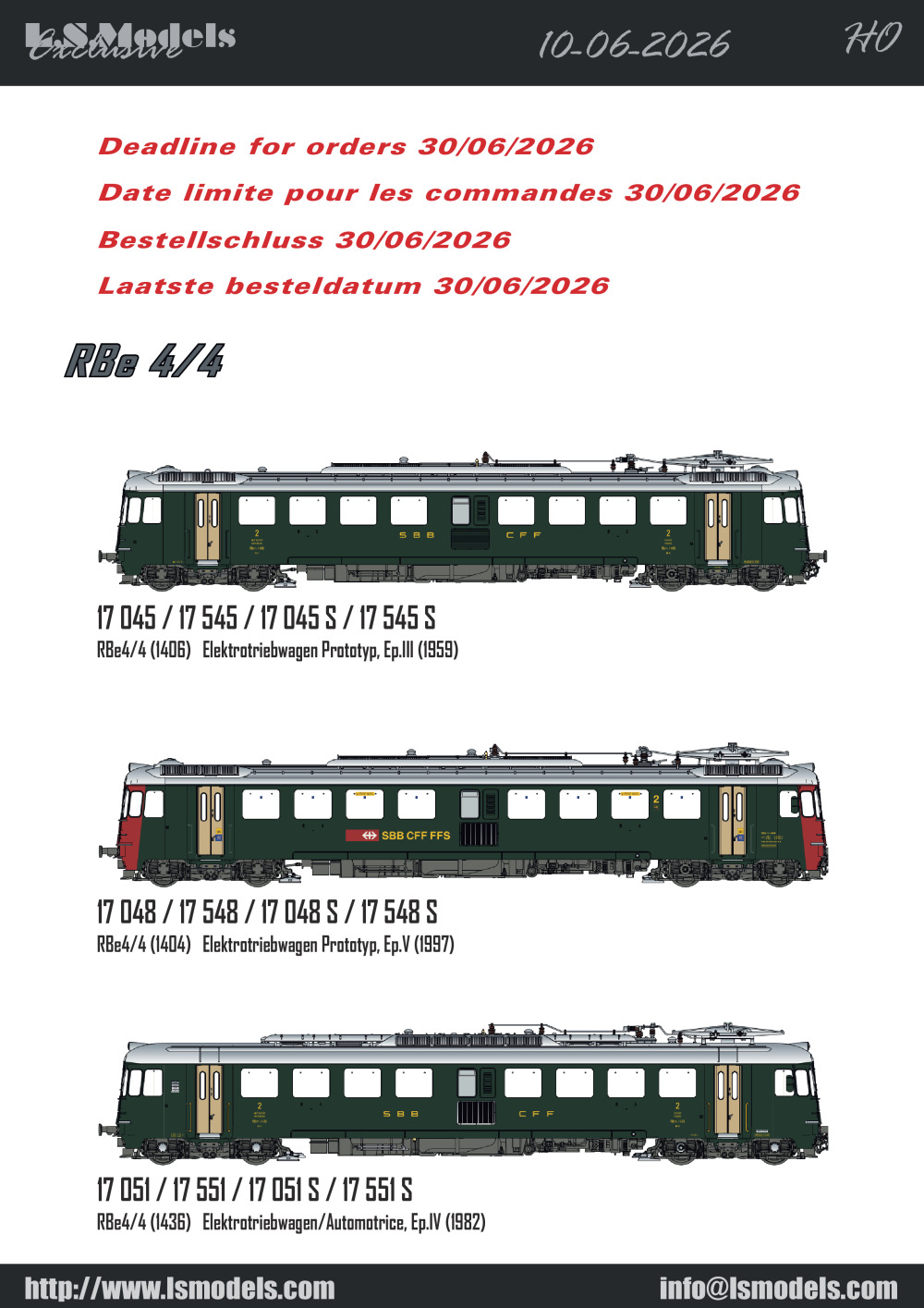 LS Models - SBB CFF FFS - RBe 4/4 Elektrotriebwagen / Automotrice