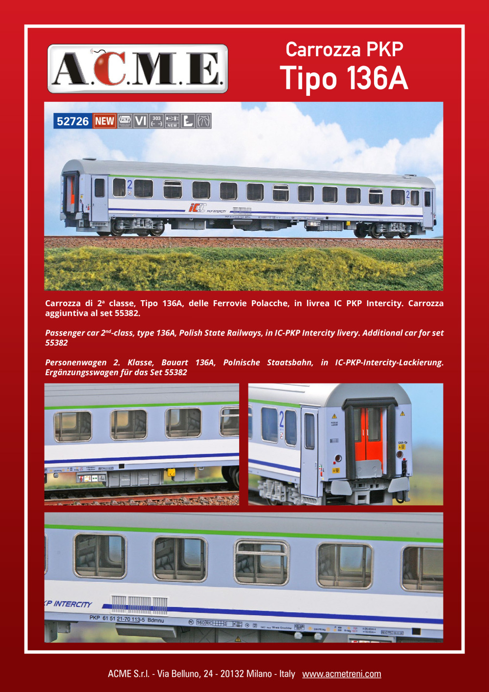 ACME - Anonima Costruzioni Modellistiche Esatte - Carrozza PKP Tipo 136A (ref. 52726)