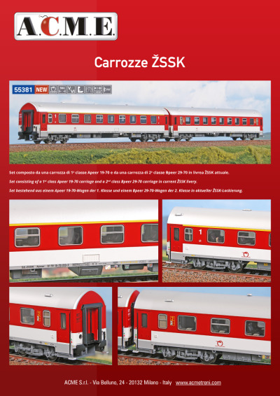 ŽSSK - Apeer 19-70 1st class & Bpeer 29-70 2nd class coaches set (ref. 55381)