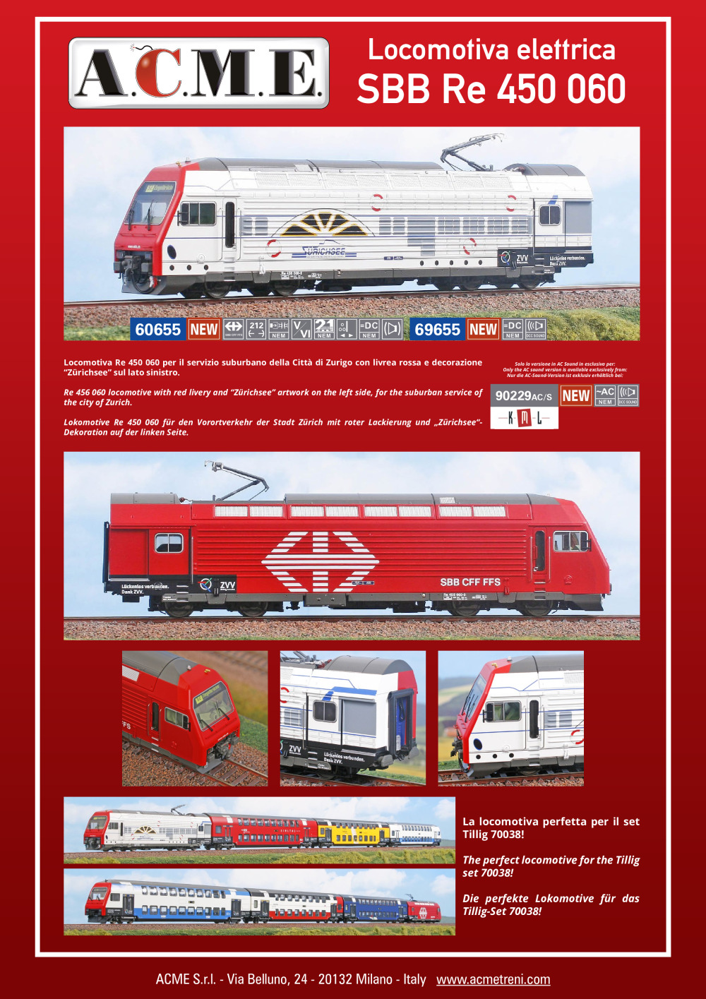 ACME - Anonima Costruzioni Modellistiche Esatte - SBB CFF FFS - Locomotiva elettrica Re 450 060 (ref. 60655 / 69655 / 90229AC/S)