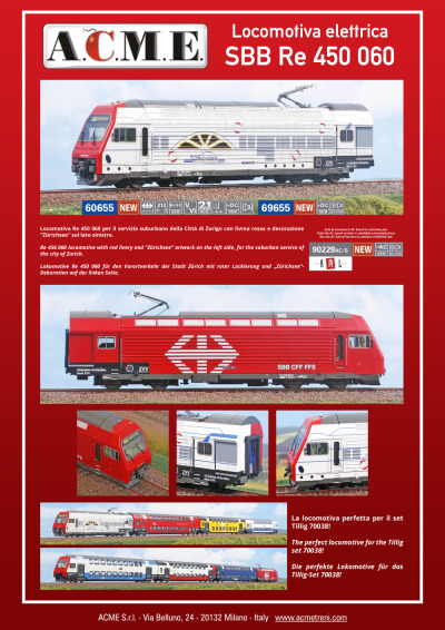 SBB CFF FFS - Locomotiva elettrica Re 450 060 (ref. 60655 / 69655 / 90229AC/S)