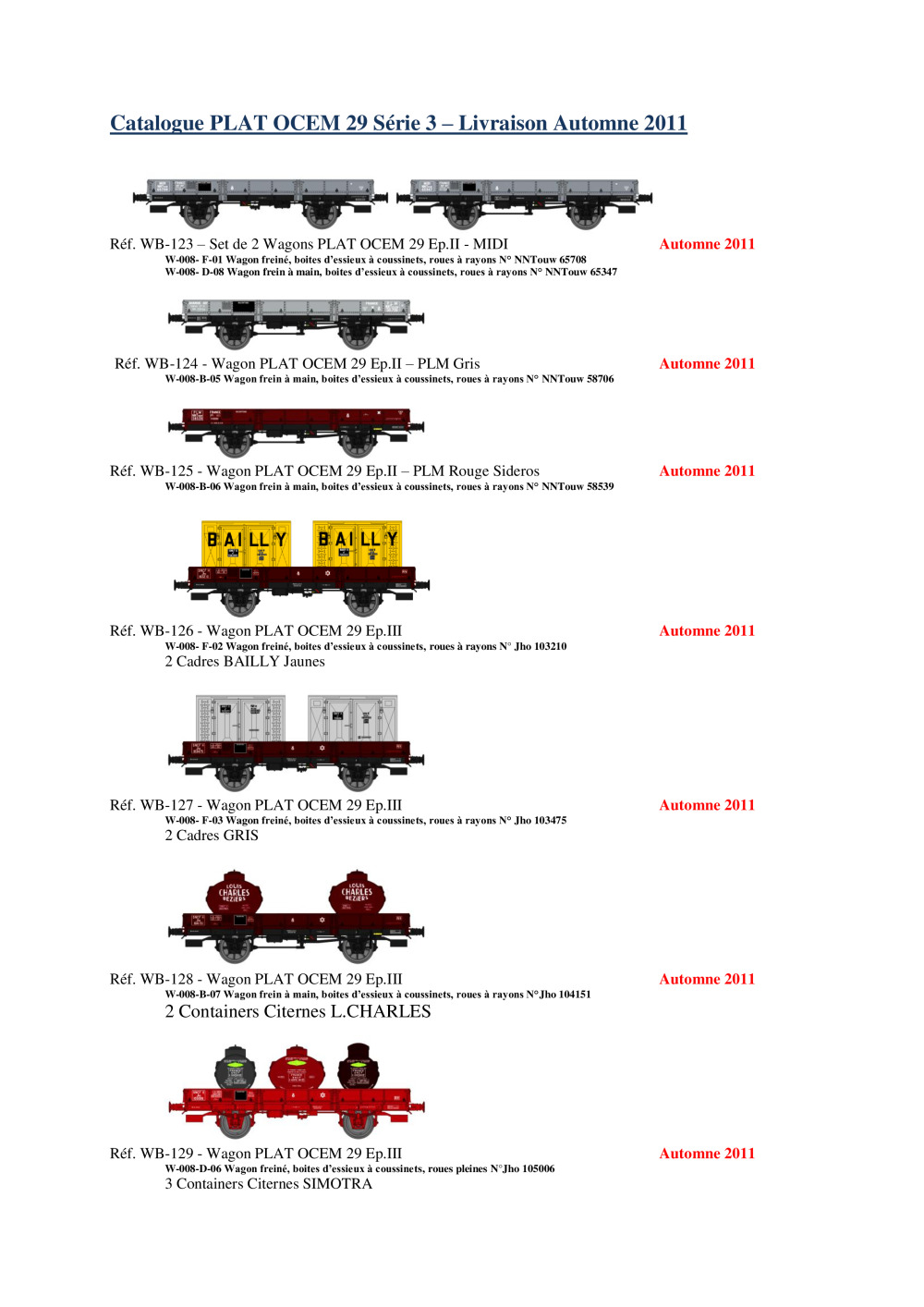 Rails Europ Express (REE) Modèles - PLAT OCEM 29 - Série 3