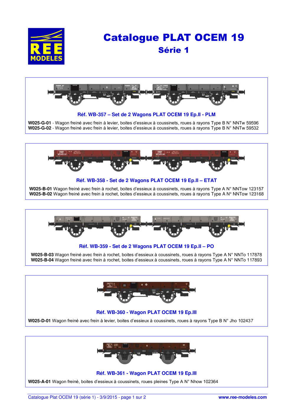 Rails Europ Express (REE) Modèles - PLAT OCEM 19 - Série 1