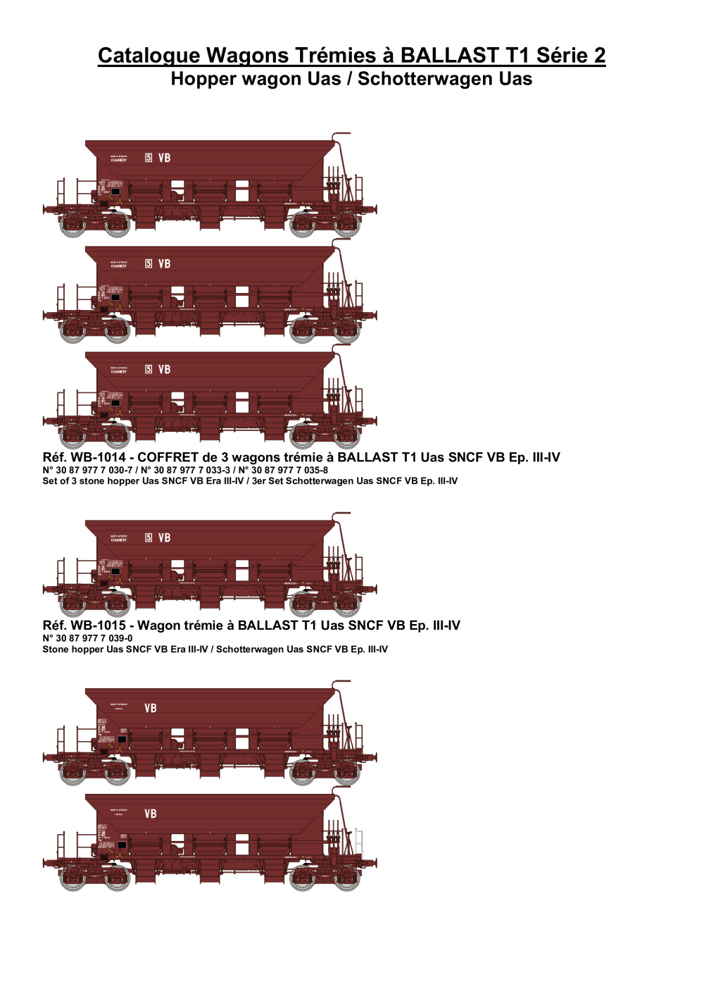 Rails Europ Express (REE) Modèles - SNCF / SNCB - Wagons Trémies T1 - Série 2