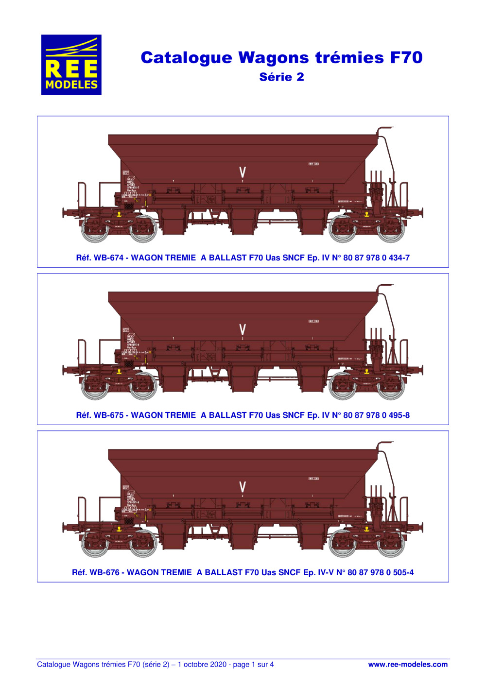 Rails Europ Express (REE) Modèles - Wagons Trémies F70 Ballastière - Série 2