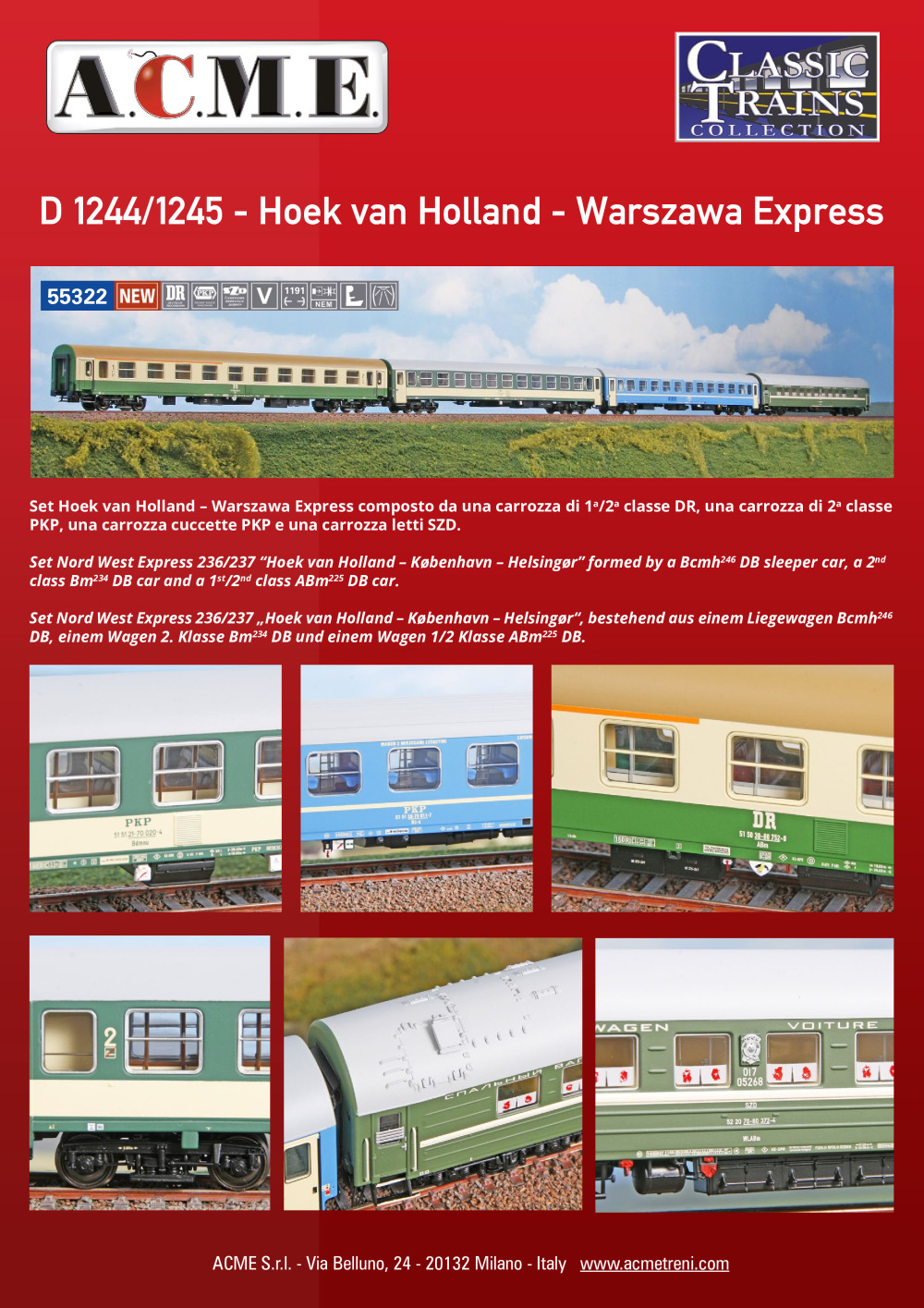 ACME - Anonima Costruzioni Modellistiche Esatte - D 1244/1245 - Hoek van Holland - Warszawa Express (ref. 55322)