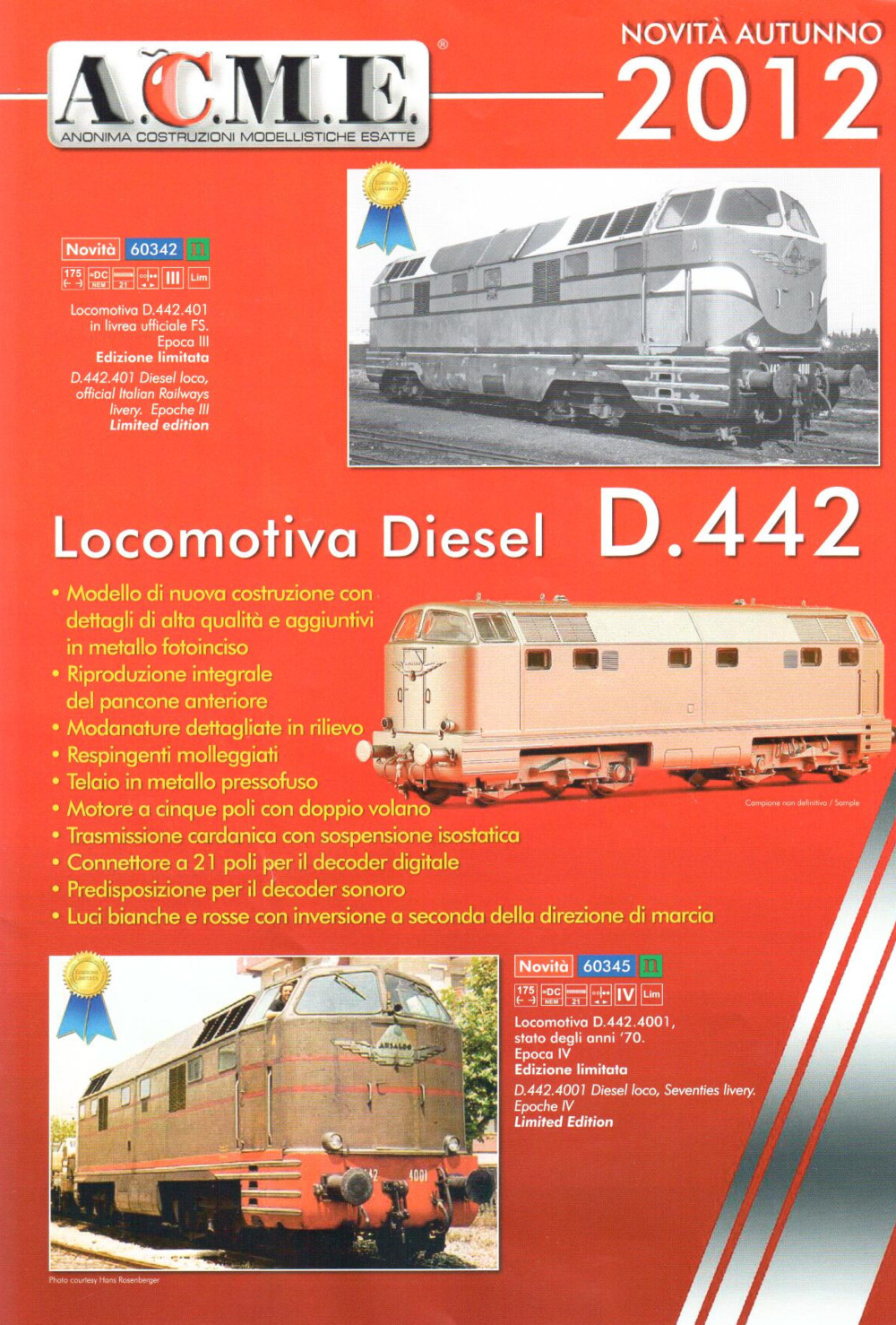 ACME - Anonima Costruzioni Modellistiche Esatte - Novelties Autumn 2012