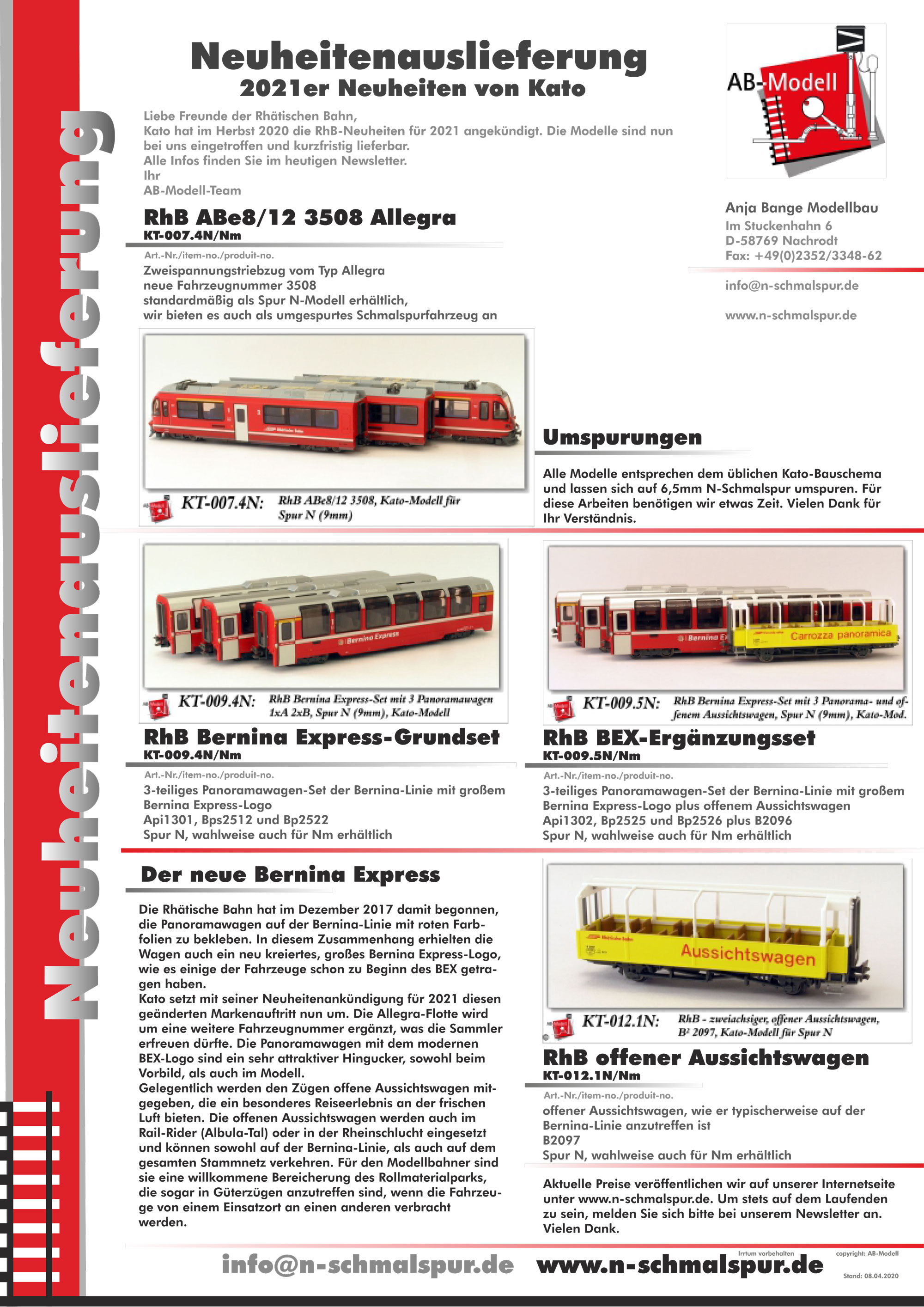 AB-Modell - Available novelties from Kato | TrainsDepot.org
