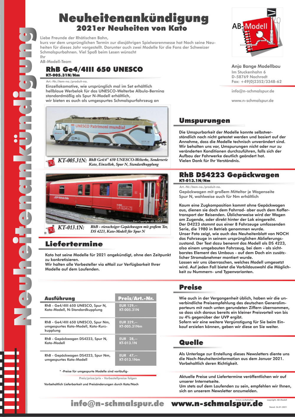 AB-Modell - Kato novelties 2021