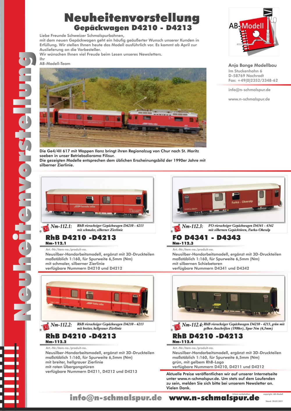 AB-Modell - RhB - D4210 luggage car