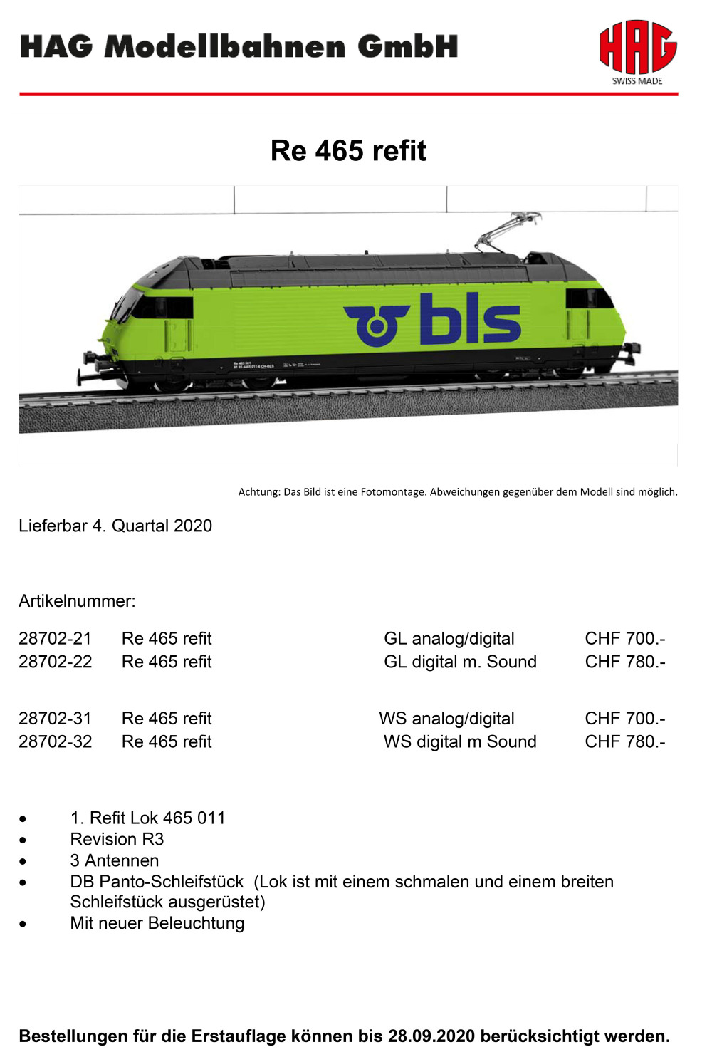 HAG - BLS - Re 465 (green livery)