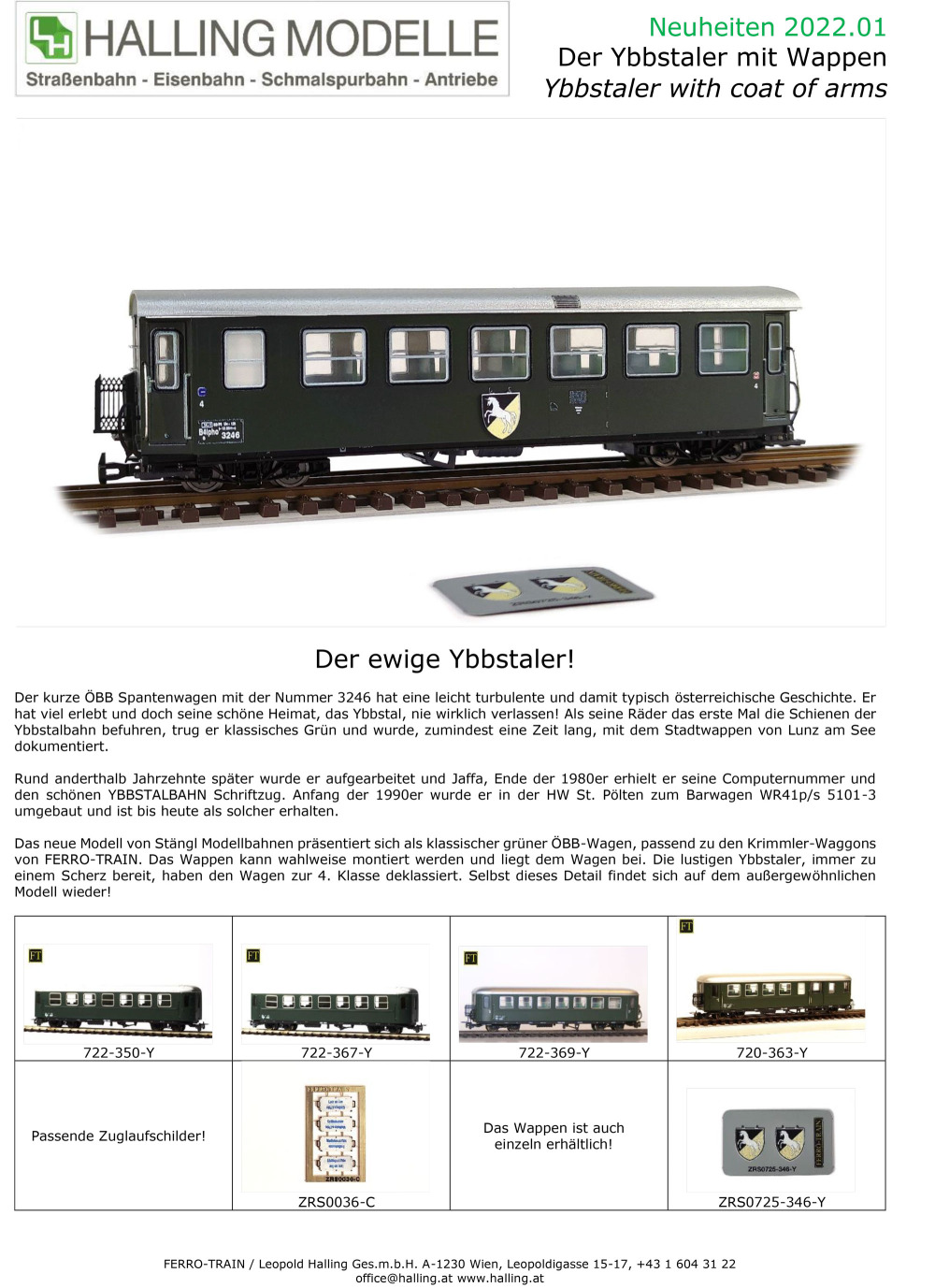 Halling Modelle - Ybbstaler with coat of arms