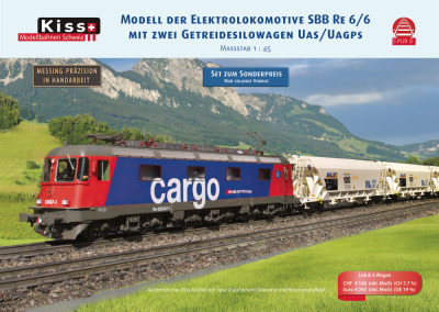 SBB CFF FFS - Re 6/6 electric locomotive & Uas / Uagps freight wagons "MILLET" - Kiss Modellbahnen Schweiz