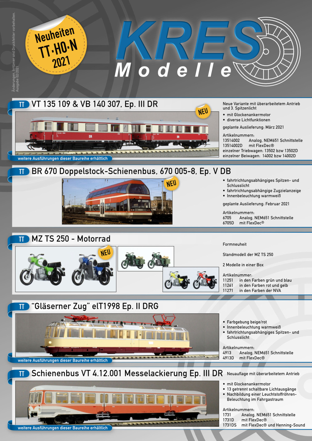 KRES Modelle - Novelties 2021