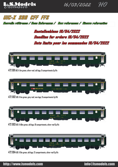 SBB CFF FFS - UIC-X passenger coaches - LS Models