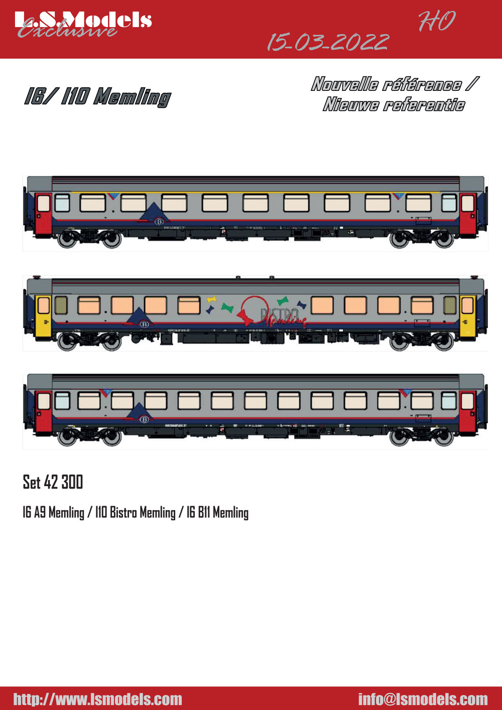 LS Models - SNCB/NMBS - I6 / I10 "Memling" passenger coaches