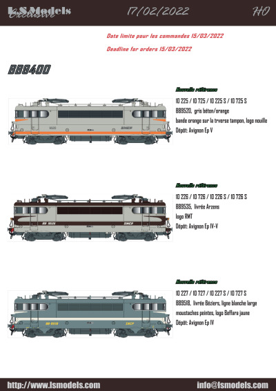 SNCF - BB 9400, BB 7200, BB 15000 & BB 22200 electric locomotives - LS Models