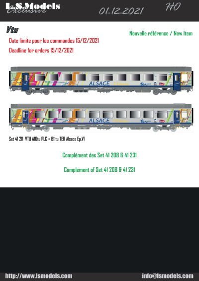 SNCF - Vtu passenger coaches "TER Alsace" - LS Models