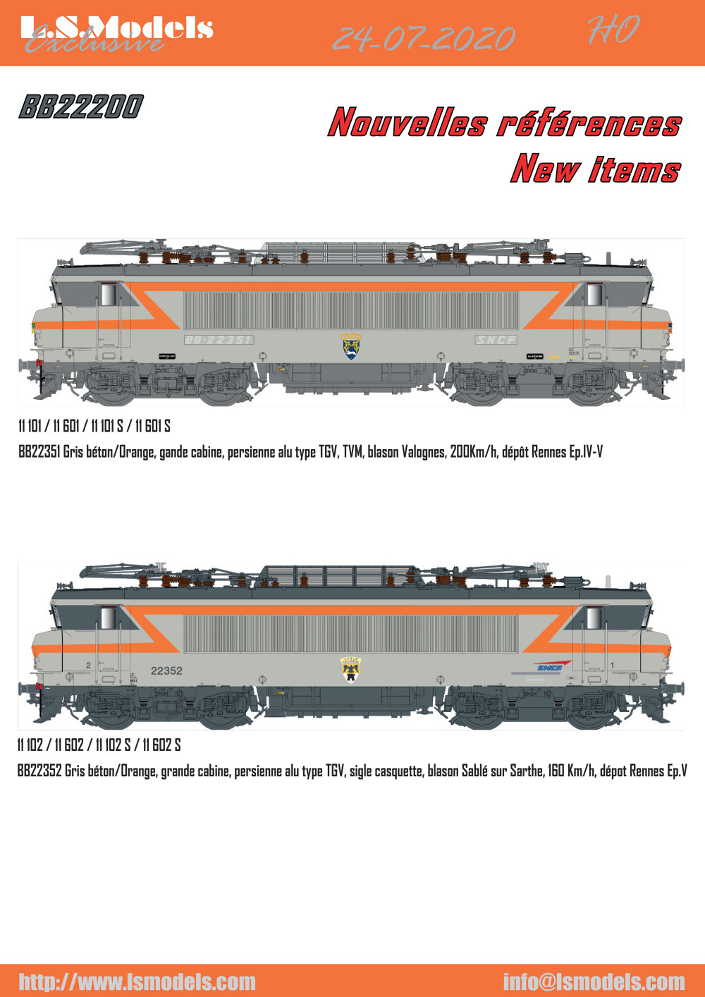 LS Models - SNCF - BB22200 electric locomotives (new references)
