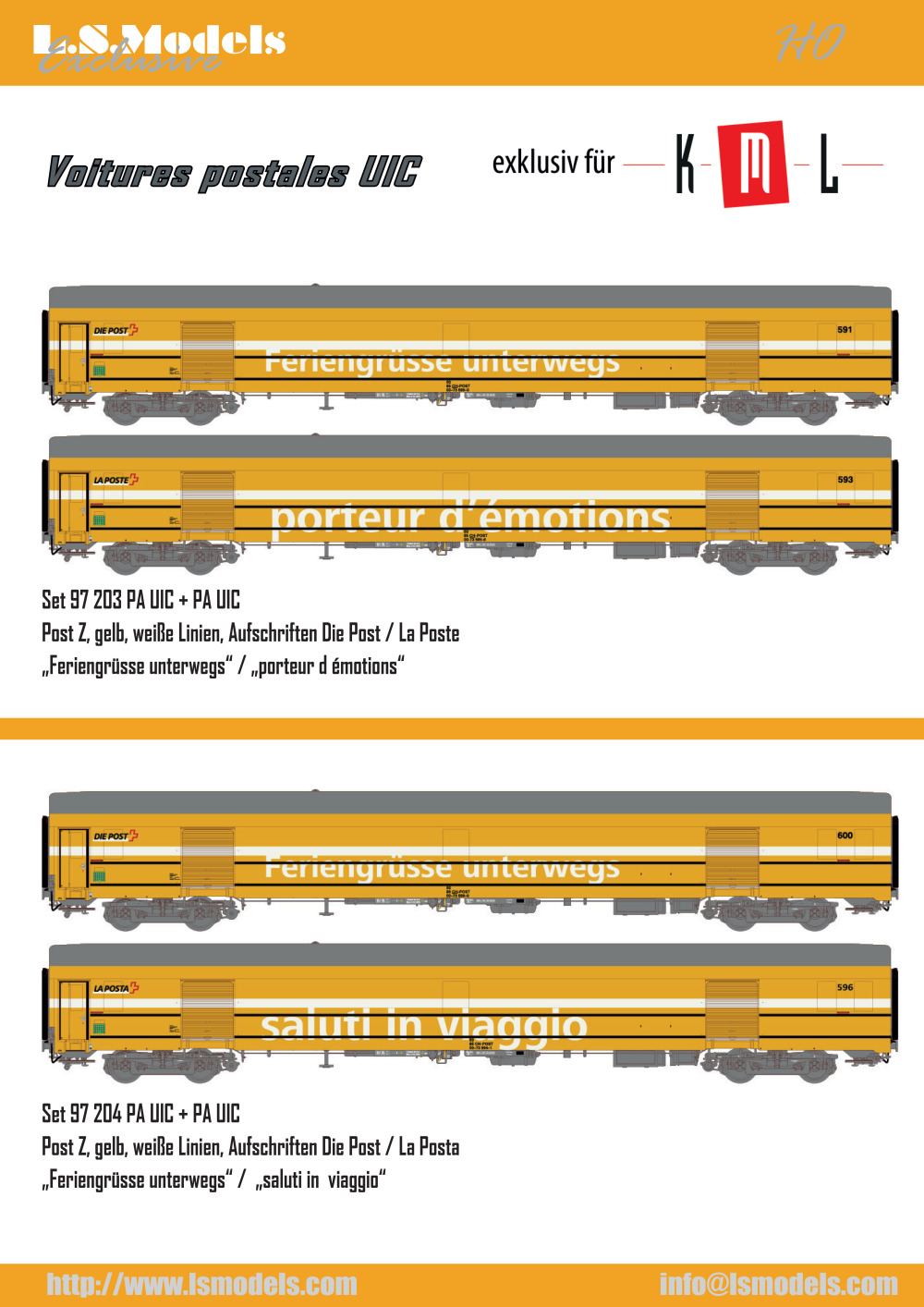 LS Models - PTT (Swiss Post) - Z postal coaches