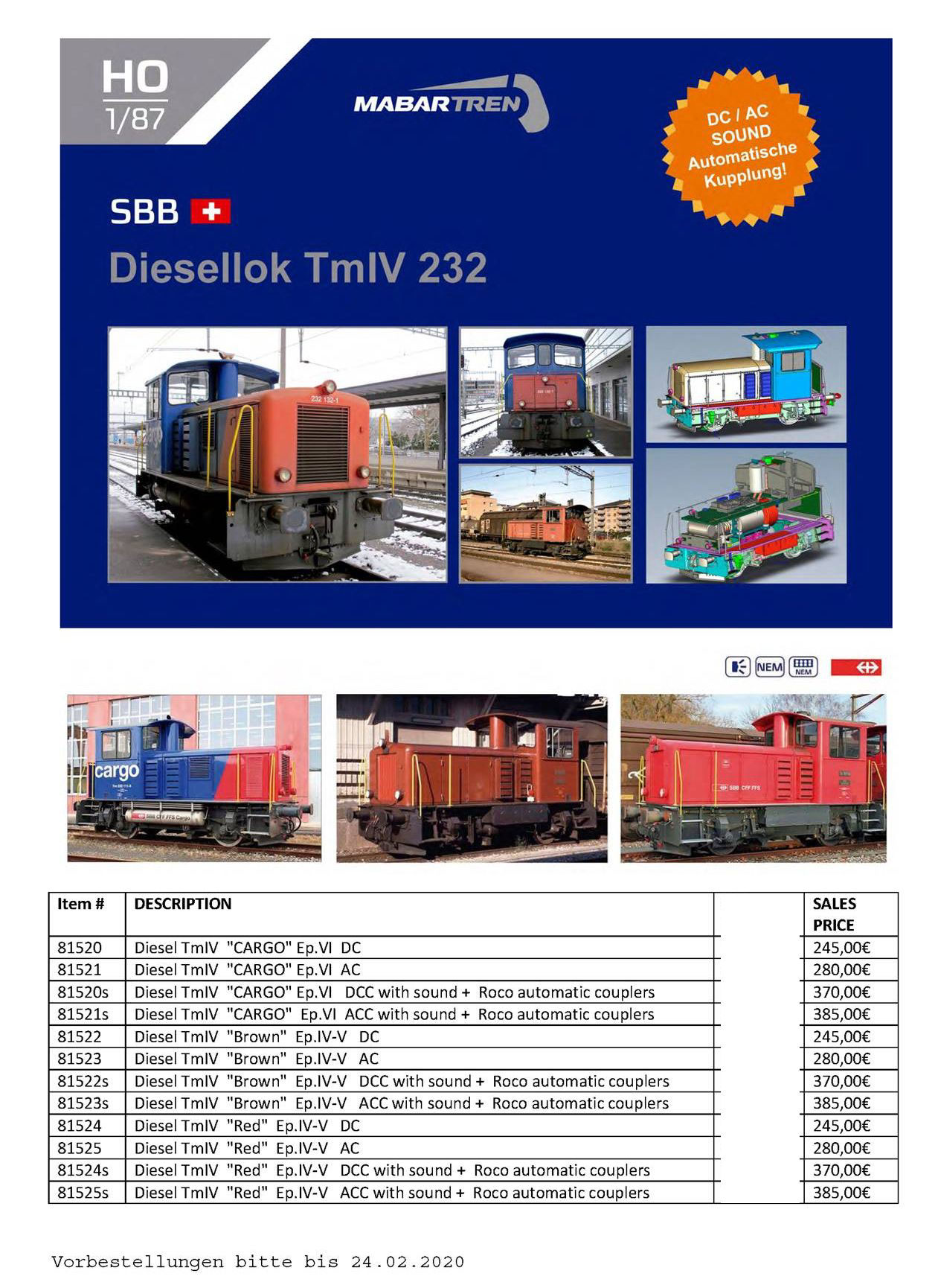 Mabar Tren - SBB CFF FFS - Tm IV 232 diesel locomotive