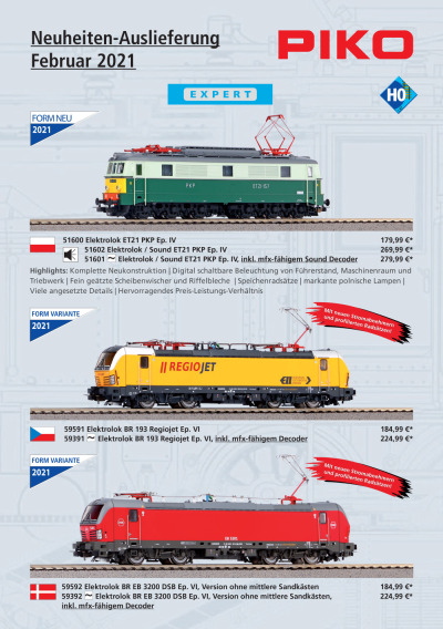 Novelties & Deliveries February 2021 - PIKO