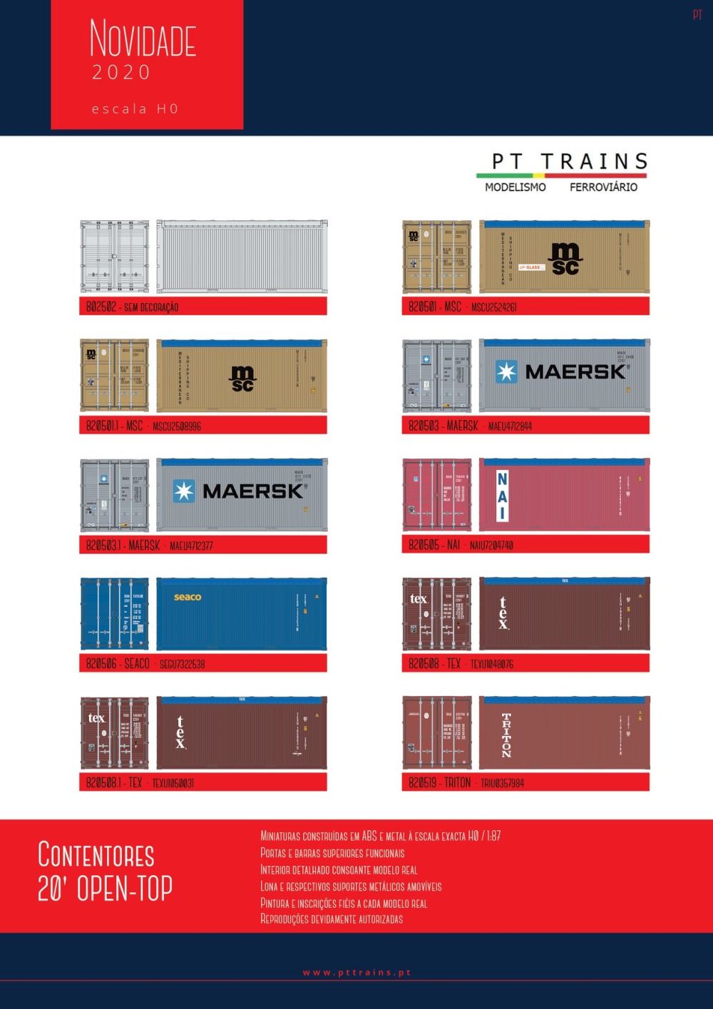 PT TRAINS - Novelties 2020: 20' open-top containers