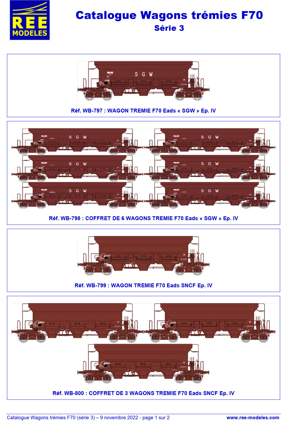 REE MODÈLES - Rails Europ Express - F70 Eads / Facs freight wagons (3rd series)