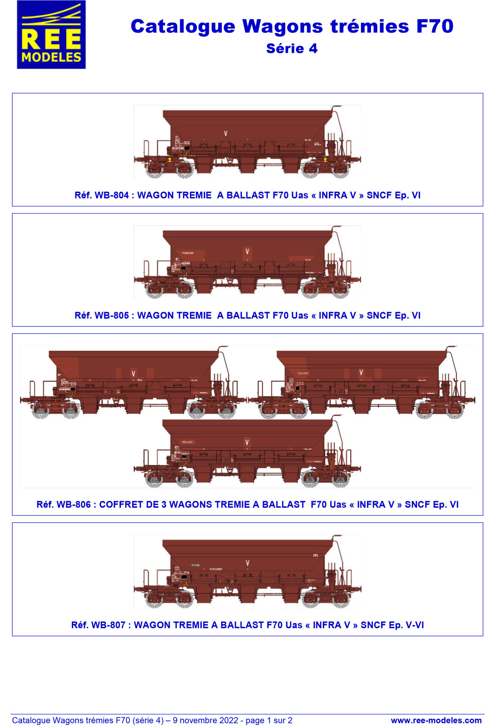 REE MODÈLES - Rails Europ Express - F70 Uas freight wagons (4th series)
